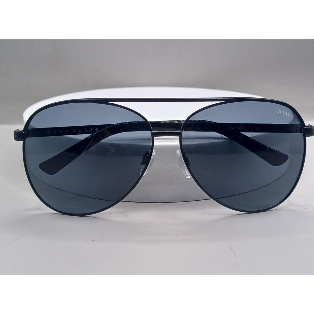 Quay Australia Women's Vivienne 60mm Oversized Black Metal Aviator Sunglasses